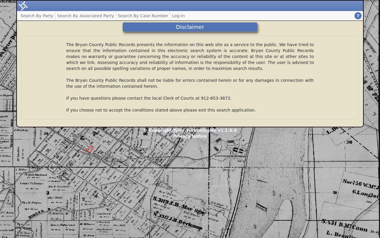 Bryan County CM Web Search entry screen