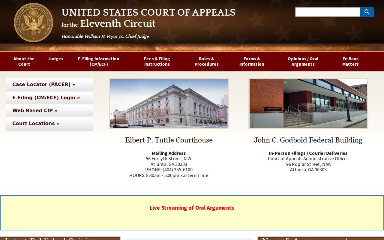 Eleventh Circuit federal appellate court website