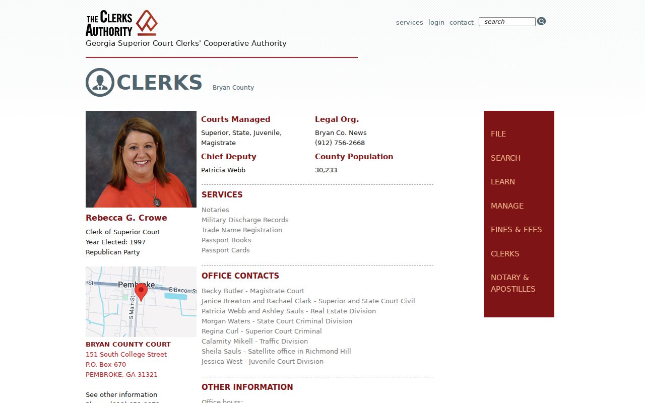 Bryan County court docket clerk profile