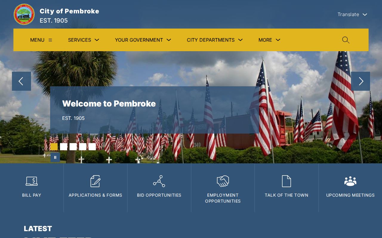 Official City of Pembroke website and municipal contact source
